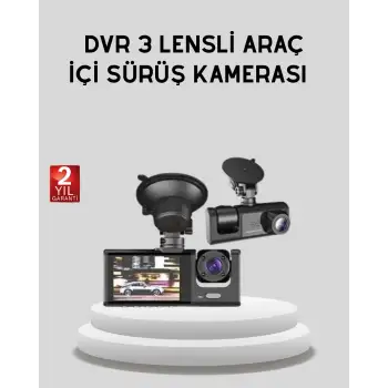 Full HD Üç Kameralı Araç Kamerası 170° Geniş Açılı ve Park Destekli