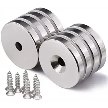 10 Adet 25x10/5x5,5 mm Neodyum Mıknatıs Havşa Delikli Magnet Vida Atılabilir N35 Nikel Paslanmaz
