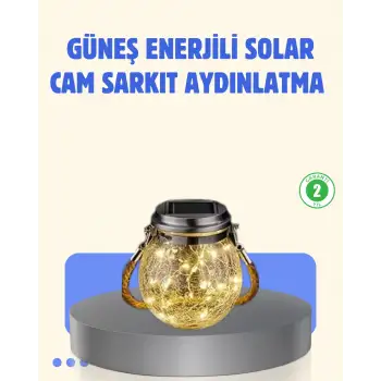 Güneş Enerjili Cam Sarkıt Bahçe Balkon Teras Aydınlatma 30 LED