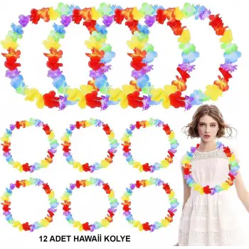 Hawaii Çiçekli Boyun Kolyesi 12 Adet