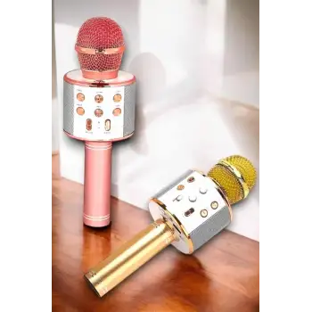 Kablosuz Bluetooth Karaoke Mikrofon USB ve AUX Girişli, Yüksek Ses Kalitesi