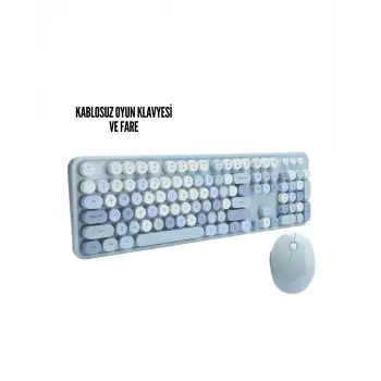 Kablosuz Klavye Mouse Seti mavi