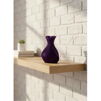 Kalpli Mor Mini Vazo 5 cm Dekoratif Masa Üstü Aksesuar