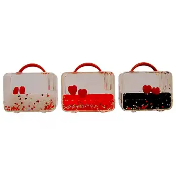 Kalpli Sıvı Işıltılı Dekoratif Biblo Valiz