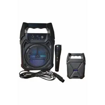 Karaoke Mikrofonlu Fm Radyolu Bluetooth Hoparlör Yüksek Ses Kaliteli