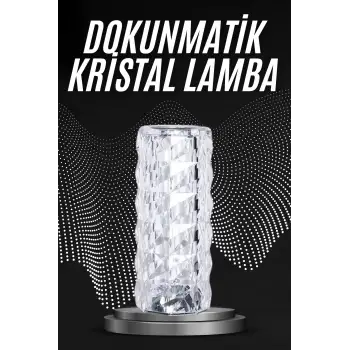 Kristal Lamba Masa Lambası Şarjlı Masa Lambası Dokunmatik Sensör Usb Şarjlı