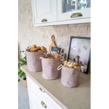 Kulplu Yuvarlak Düzenleyici Çok Amaçlı Kolay Taşınabilen Organizer Keçe Sepet (mini) 03662