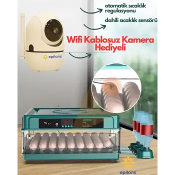 130 Yumurtalık Tam Otomatik Kuluçka Makinesi Wi-Fi Kamera Hediyeli Yedek Motorlu Profesyonel Tavuk Kaz Ördek Bıldırcın Güvercin Süs Kuşu için İdeal