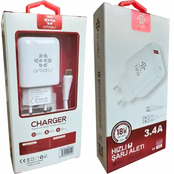 Led 18W 3.4A TYPE-C  Hızlı Şarj Aleti Arbaks Arb-013