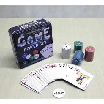 Metal Kutulu 80 Chip Ve 1 Adet İskambil  Kağit Setine Sahip Poker Oyunu Alk3534