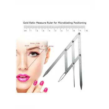 Microblading Simetrik ve Estetik Kaş Ölçüm Cetveli, Kalıcı Makyaj Altın Oran Pergeli 275