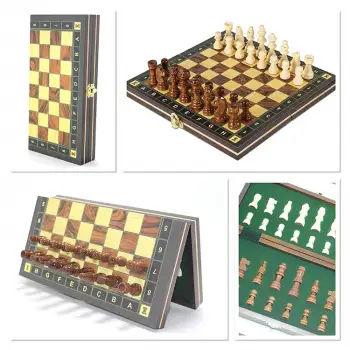 Mıknatıslı Ahşap Hazneli Satranç Takımı