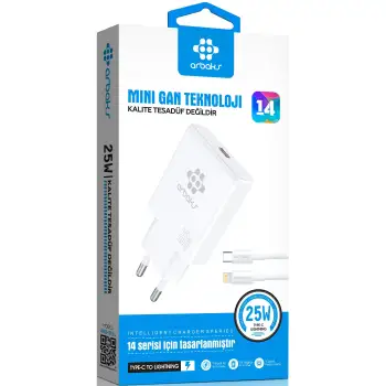 Mini GaN Teknoloji 25W Type-C To İphone Hızlı Şarj Cihazı Arbaks ARB-015L