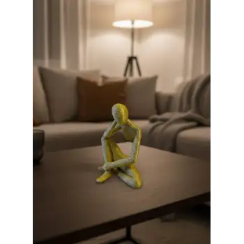 Minimal Sarı İnsan Figürü Biblo Ev ve Ofis Dekoru