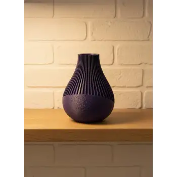 Mor Çizgili Dekoratif Vazo 11 cm Modern Tasarım Aksesuar