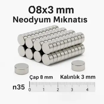 5 Adet 8x3mm Yuvarlak Neodyum Mıknatıs Güçlü Nikel Kaplamalı Kaliteli Dayanıklı Magnet