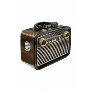 Nostalji Radyo Bluetooth Hoparlör USB-SD Kart Giriş Led Fener Işıklı Bataryalı Pilli