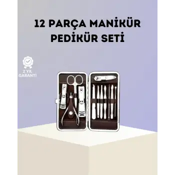 Paslanmaz Çelik Çok Fonksiyonlu 12 Manikür Seti