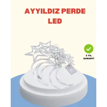 Pilli Çalışan Yıldız Ay Perde Led Işık 2 Modlu Dekorasyon