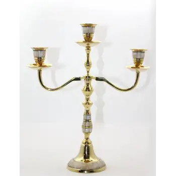 Pirinç Sedefli 3lü Şamdan Model 2