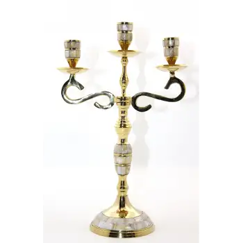 Pirinç Sedefli 3lü Şamdan Model 3