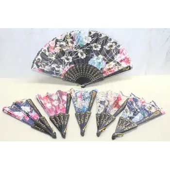 Plastik Çiçek Desenli Yelpaze