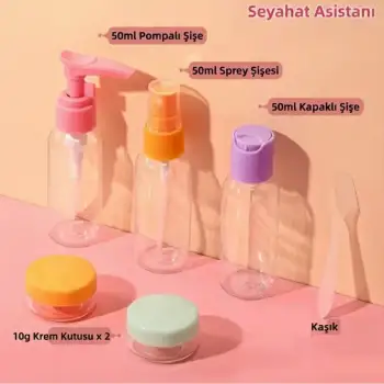 Pratik 6 Parça Renkli Kapaklı Seyahat İçin Boş Şişe Seti