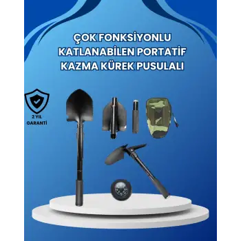 Profesyonel Dış Mekan Küreği – Testere, Kazma, Çekiç Özellikli, Katlanabilir Mekanizma