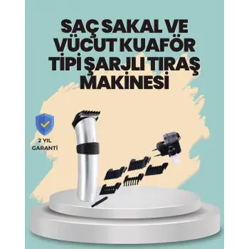 Profesyonel Erkek Tıraş Makinesi – Kablosuz, Paslanmaz Bıçaklı ve Tam Aksesuar