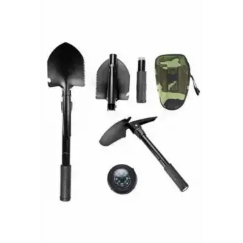 Pusulalı Katlanabilir Kazma Kürek Kamp Seti Kamp Küreği Portatif Çantalı