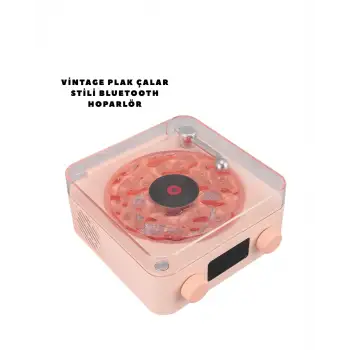 Retro Bluetooth Hoparlör PEMBE