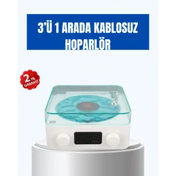 Retro Tasarımlı Gece Lambalı Bluetooth Hoparlör – Saat ve Pil Göstergeli