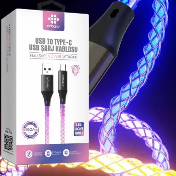 RGB Işıklı TYPE-C 5A Şarj Kablosu Arb-308