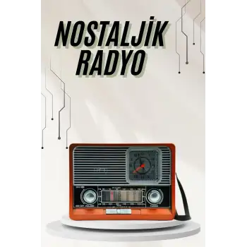 Saatli Fenerli Bluetooth Nostaljik Radyo AUX SD USB Girişli Bluetooth Hoparlör