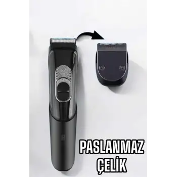 Saç Sakal Vücut Şarjlı Kablosuz Tıraş Makinesi Profesyonel Paslanmaz Çelik