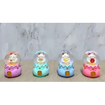 Şans Kedisi Işıklı Kar Küresi Alk4914