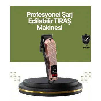 Şarjlı Saç Kesme Makinesi – 4 Kademeli Ayar, LCD Ekran ve Hızlı Şarj Desteği