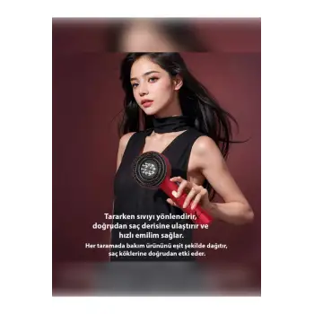Şarjlı Ve Titreşimli Saç Masaj Tarağı Bakım Yağı Hazneli Fırça