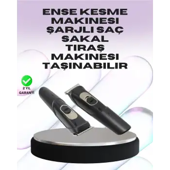 Sessiz Motorlu, Kablosuz Kullanımlı Şarjlı Saç ve Sakal Kesme Makinesi – Taraklı Set