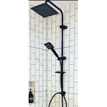 Siyah Kare Duş Seti, Tepe Yağmurlama Duş Başlığı, Ekstra Büyük Robot Duş Sistemi