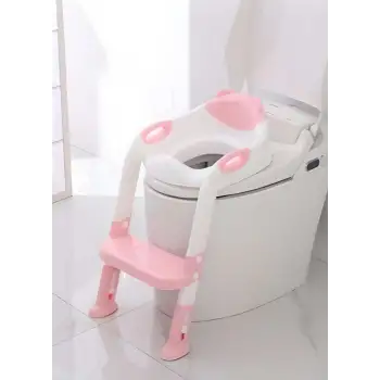 Softy Merdivenli Tuvalet Adaptörü - Çocuğunuz İçin Güvenli ve Konforlu Tuvalet Eğitimi Pembe