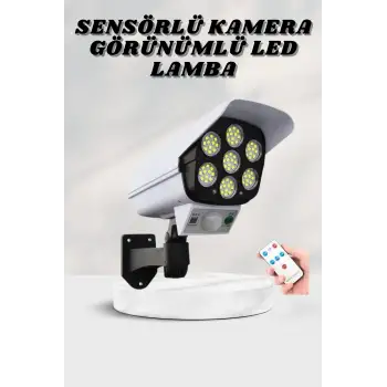 Solar Lamba Kamera Görünümlü Duvar Lambası Dönebilen Bahçe Aydınlatması