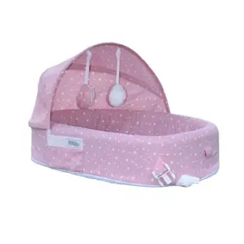 Taşınabilir Portatif Bebek Yatağı,Sırt Çantasına Dönüşebilen Portatif Bebek Yatağı (Pembe)