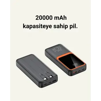 Taşınabilir Şarj Cihazı 20000 mAh | 22.5W Hızlı Şarj + Dijital Ekran + Kablo Dahil