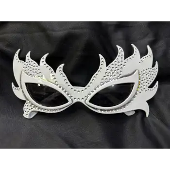 Taşlı Beyaz Alev Parti Gözlüğü