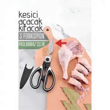 Tavuk Makası Çelik Mutfak Makası Açacak Kıracak Kesici Özelik