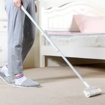 Pratik Temizlik İçin Yapışkanlı Tüy Rulosu 24 Cm Teleskopik Uzayabilen Saplı 2 Yedekli