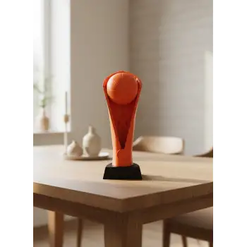 Turuncu Kupa 23cm Basketbol Temalı Dekoratif Ödül Biblosu