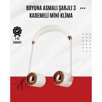 USB Şarjlı Katlanabilir Boyun Fanı | 3 Kademeli, Sessiz ve Taşınabilir Tasarım
