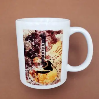 Vintage Tasarım Gitar Baskılı Kupa